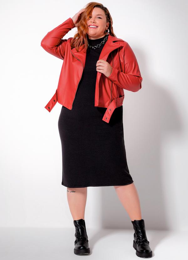 Cativa Plus Size - Jaqueta Plus Size em Material Sintético Vermelho 4