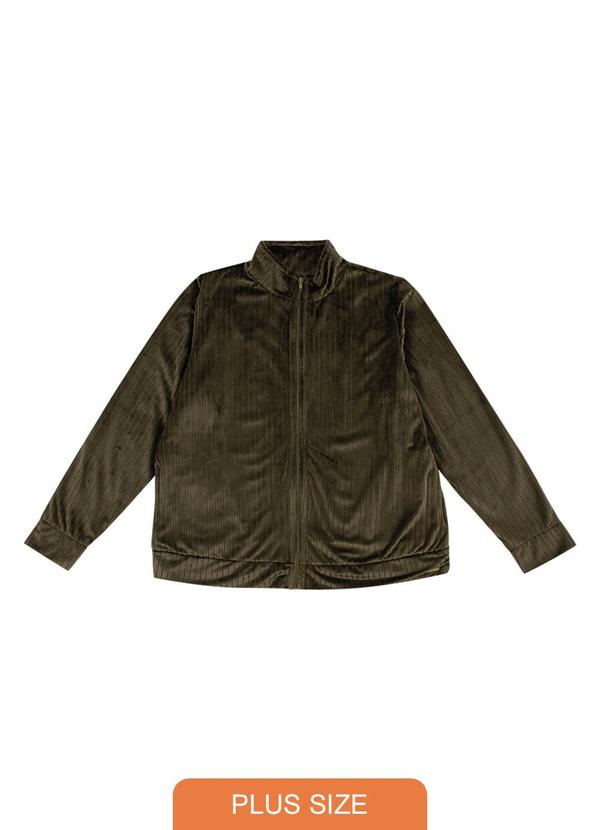 Cativa Plus Size - Jaqueta Plus Size em Tecido Aveludado Verde