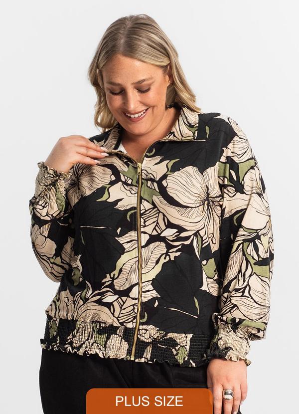Secret Glam - Jaqueta Plus Size Feminina Estampada Verde 3