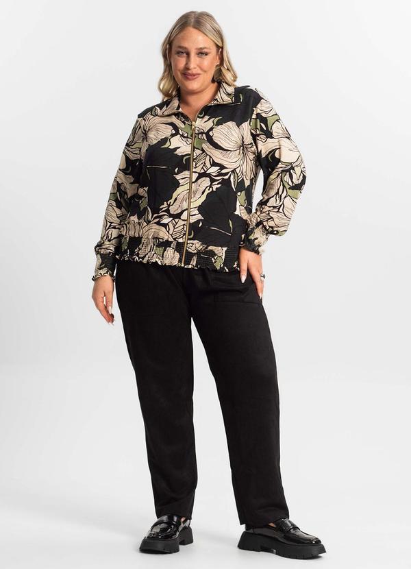 Secret Glam - Jaqueta Plus Size Feminina Estampada Verde 1