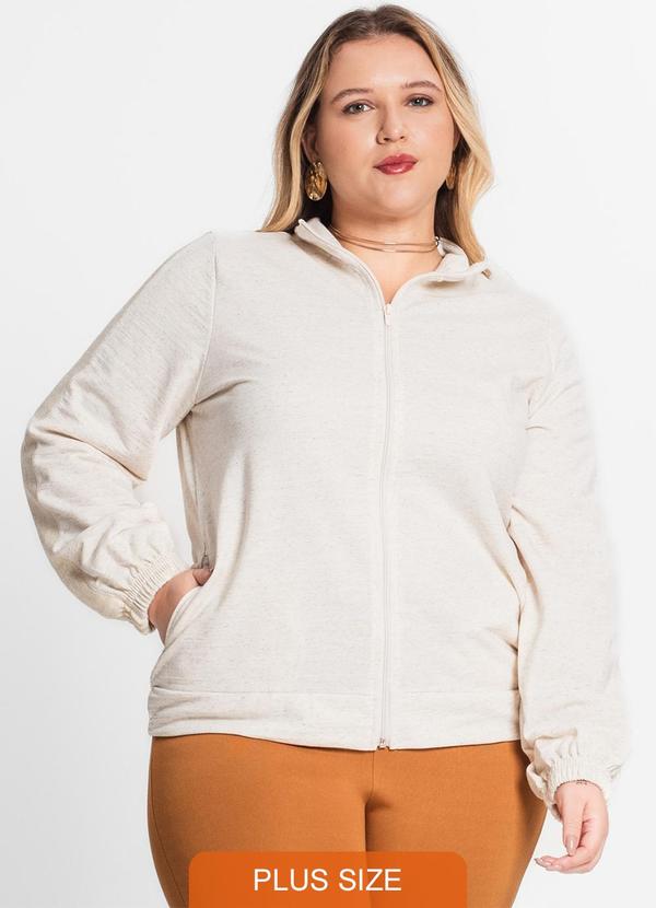 Secret Glam - Jaqueta Plus Size Feminina Moletinho Bege