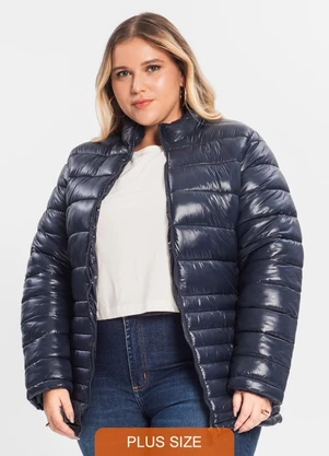 Secret Glam - Jaqueta Plus Size Microfibra Azul - SECRET GLAM