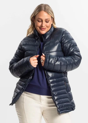 Secret Glam - Jaqueta Plus Size Microfibra Azul - SECRET GLAM