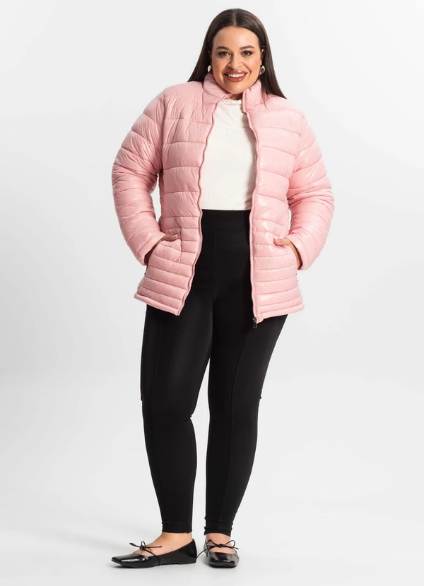 Jaqueta Plus Size Microfibra Rosa - Secret Glam