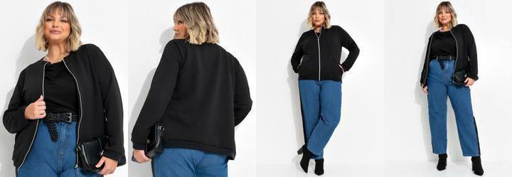 Jaqueta Preta em Malha Colmia