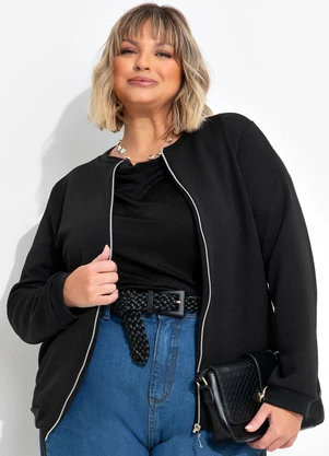 Marguerite - Jaqueta Preta em Malha Colméia - MARGUERITE