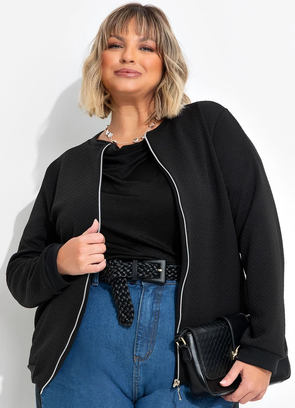 Marguerite - Jaqueta Preta em Malha Colméia