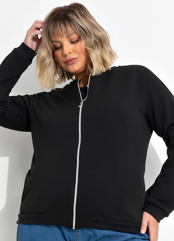 Marguerite - Jaqueta Preta em Malha Colméia 5