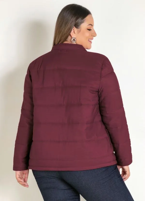 Marguerite - Jaqueta Puffer Bordô Plus Size com Zíper 5