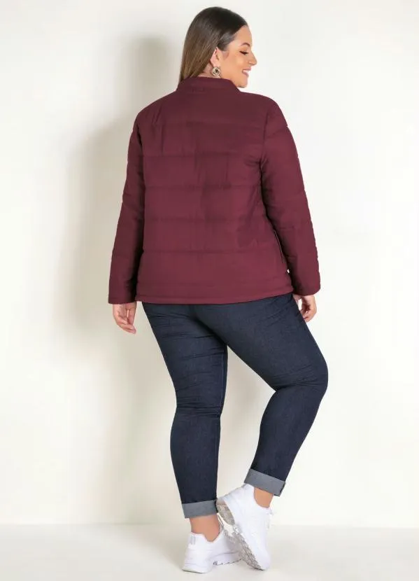 Marguerite - Jaqueta Puffer Bordô Plus Size com Zíper 3
