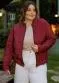 Marguerite - Jaqueta Puffer Plus Size Preta - variação: Bordô
