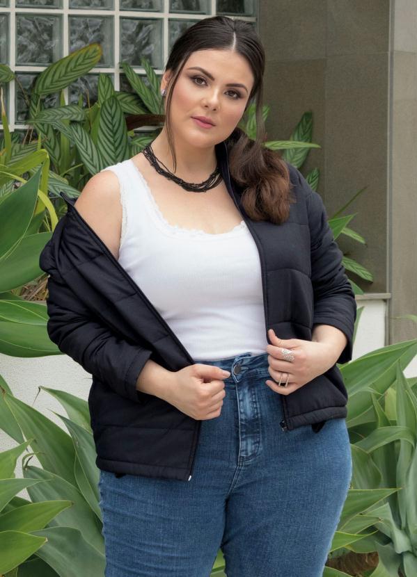 Marguerite - Jaqueta Puffer Plus Size Preta 5