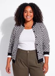 Jaqueta Xadrez Preto com Bot�es Plus Size