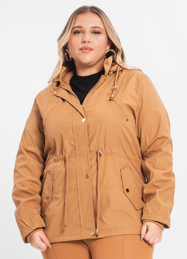 Rovitex - Parka Feminina Plus Size Peluciada Marrom