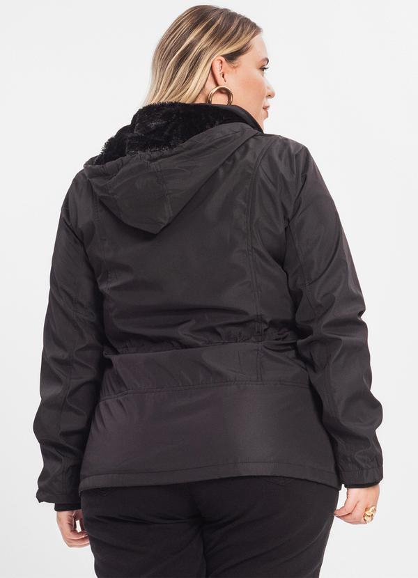 Rovitex - Parka Feminina Plus Size Peluciada Preto 2