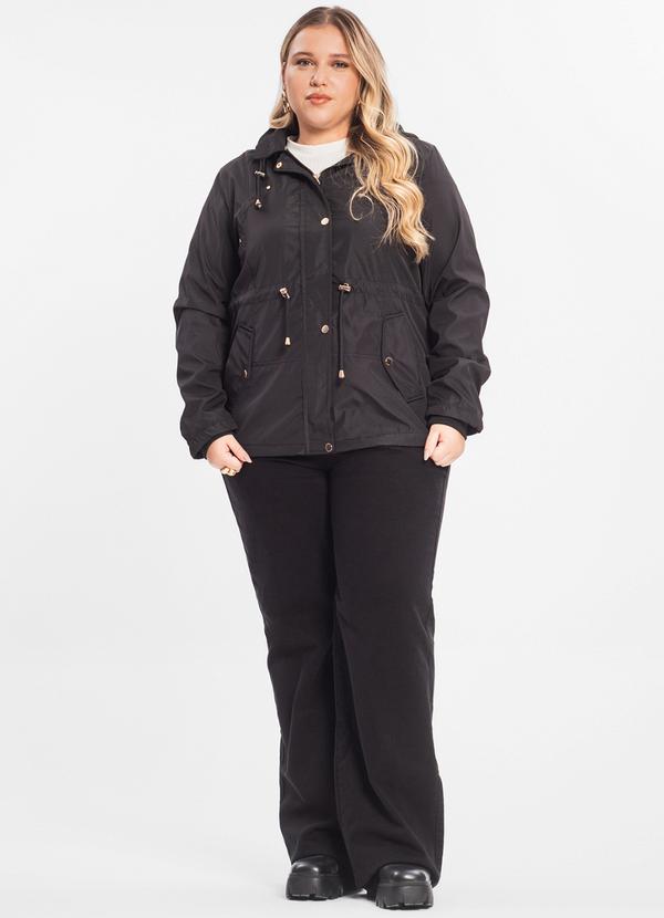 Rovitex - Parka Feminina Plus Size Peluciada Preto 3