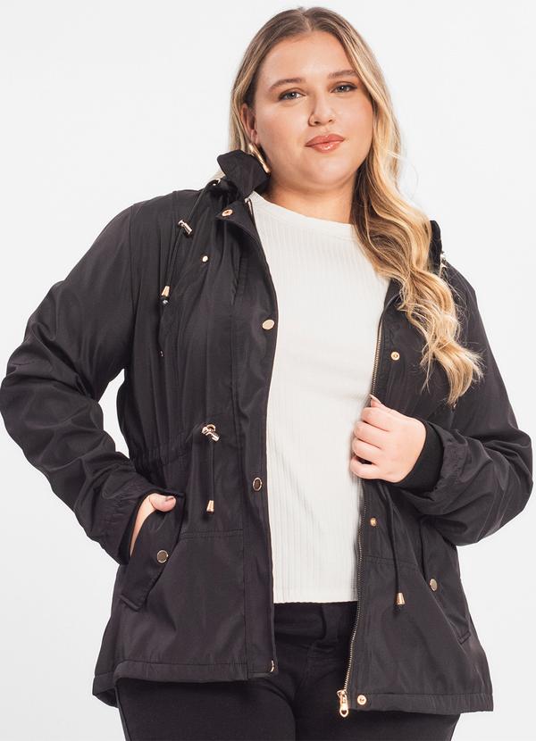 Rovitex - Parka Feminina Plus Size Peluciada Preto 4