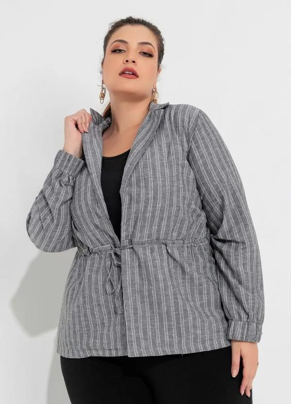 Queima Estoque - Parka Plus Size Listrada com Amarração 5