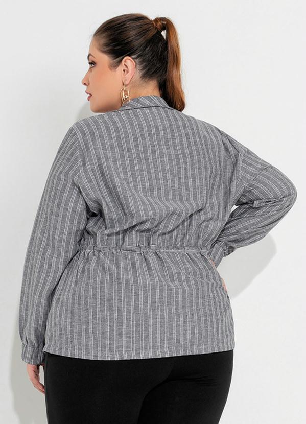 Outlet - Parka Plus Size Listrada com Amarração 4