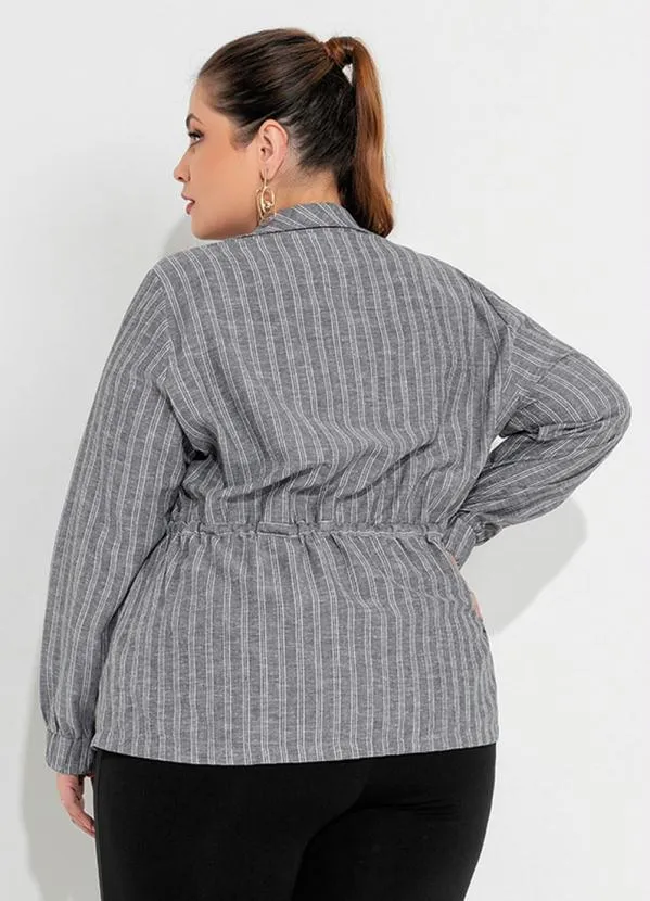Queima Estoque - Parka Plus Size Listrada com Amarração 4