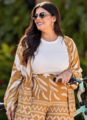 Marguerite - Casaco Folhagem Bege em Malha de Viscose - MARGUERITE