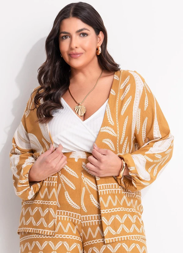 Marguerite - Casaco Folhagem Bege em Malha de Viscose 6