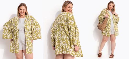 Casaco Folhagem Verde em Malha de Viscose