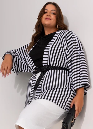 Marguerite - Casaco Listrado Preto e Branco em Meia Malha - MARGUERITE