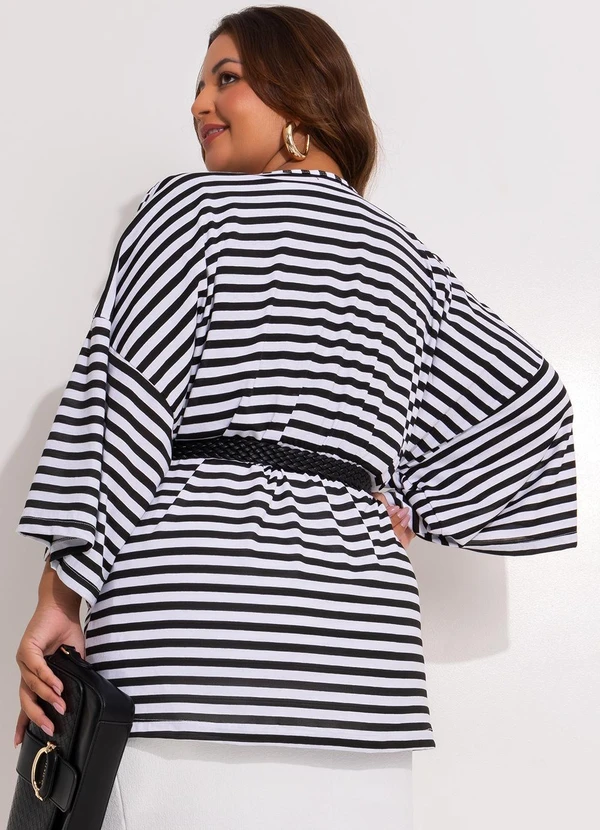Marguerite - Casaco Listrado Preto e Branco em Meia Malha 5