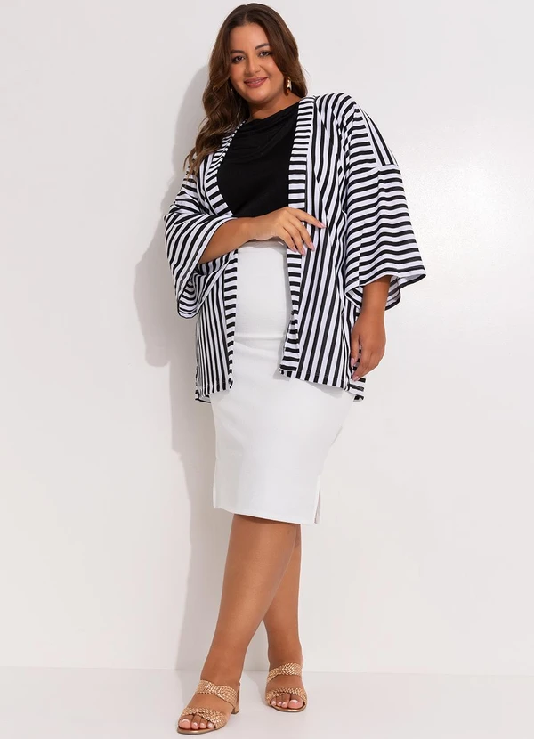 Marguerite - Casaco Listrado Preto e Branco em Meia Malha 4