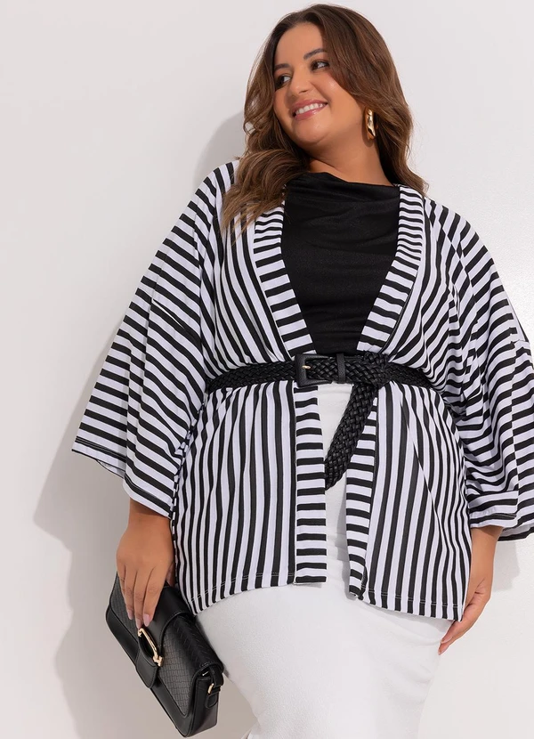 Marguerite - Casaco Listrado Preto e Branco em Meia Malha 2