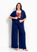 Kimono Azul Marinho em Malha de Viscose com Elastano
