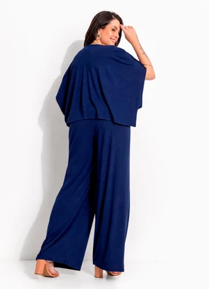 Marguerite - Kimono Azul Marinho em Malha de Viscose com Elastano - MARGUERITE
