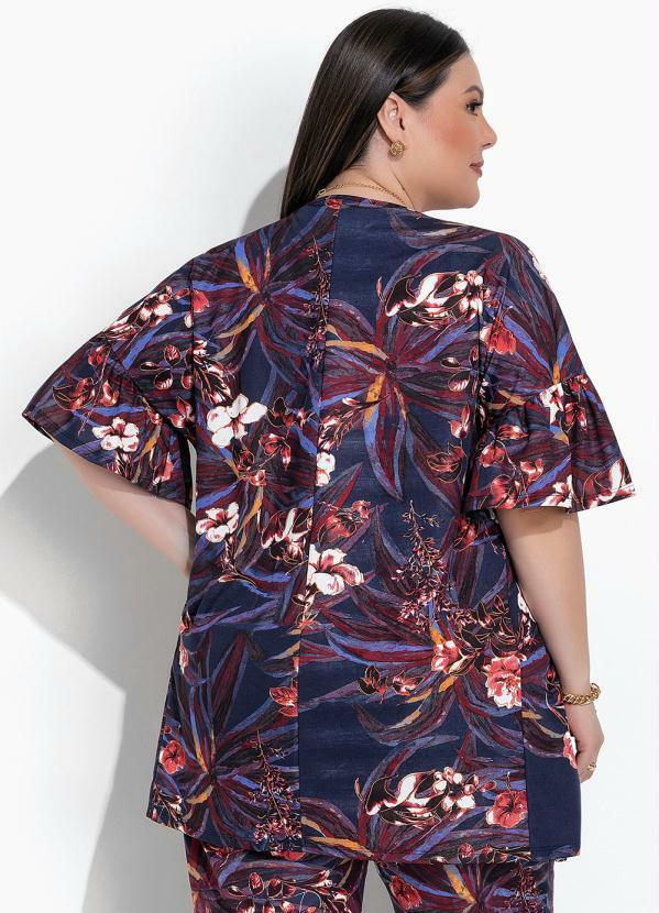 Marguerite - Kimono Floral Marinho em Malha 4