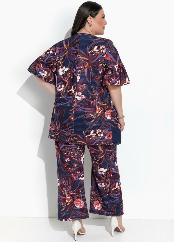 Marguerite - Kimono Floral Marinho em Malha 2