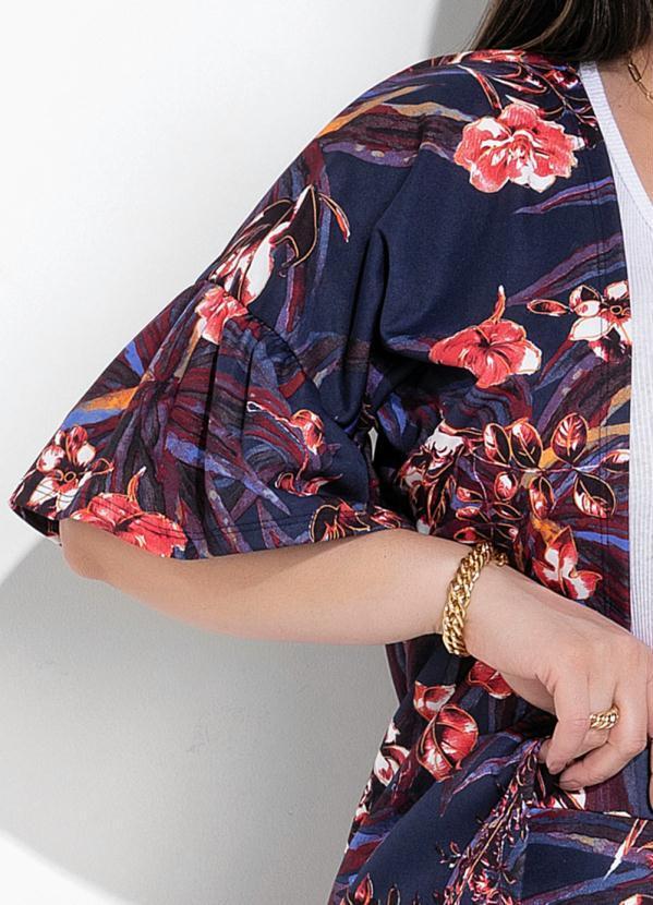 Marguerite - Kimono Floral Marinho em Malha 1