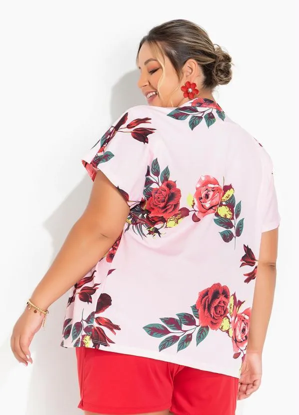 Marguerite - Kimono Floral Rosa com Mangas Plus Size 3