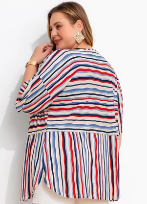 Marguerite - Kimono Listrado Irregular em Malha de Viscose - MARGUERITE