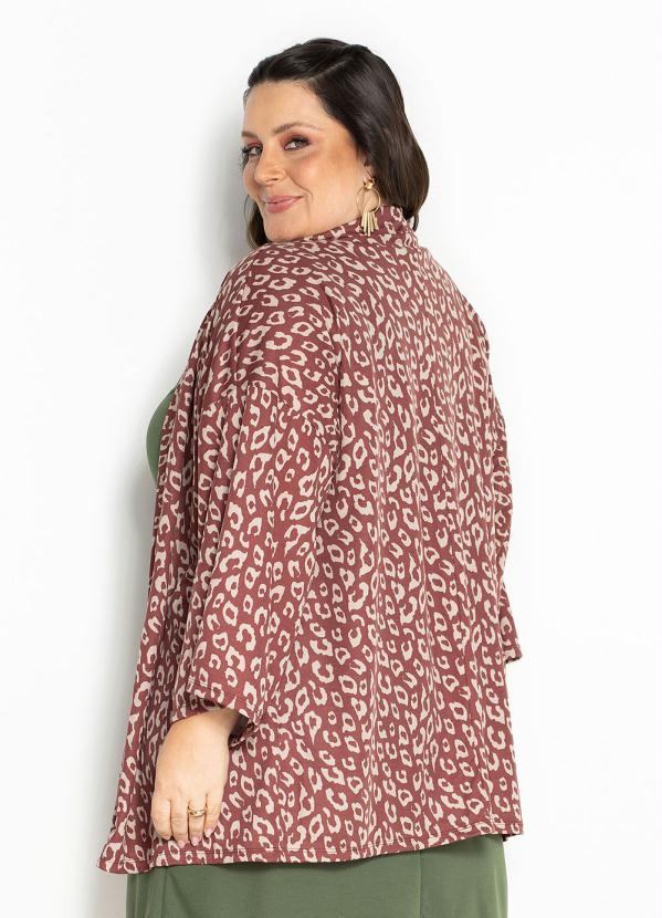 Marguerite - Kimono Onça Marrom com Mangas Amplas Plus Size 3