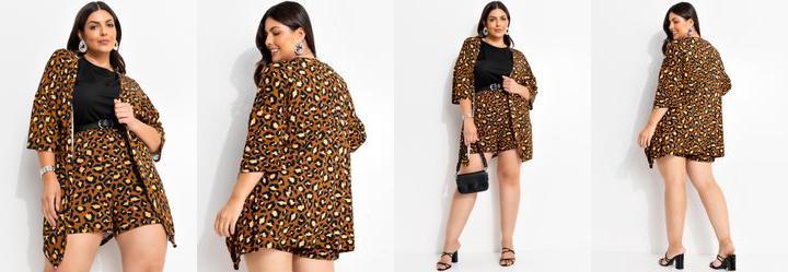 Kimono Ona Marrom em Malha de Viscose