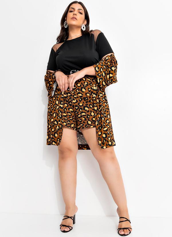 Marguerite - Kimono Onça Marrom em Malha de Viscose 2