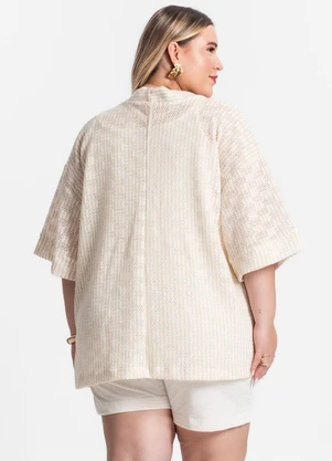Secret Glam - Kimono Plus Size em Tricot Bege - SECRET GLAM