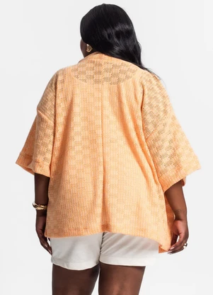 Secret Glam - Kimono Plus Size em Tricot Laranja - SECRET GLAM