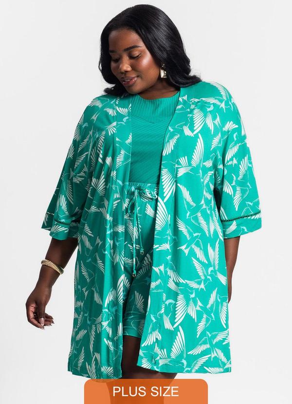 Secret Glam - Kimono Plus Size Estampado Verde
