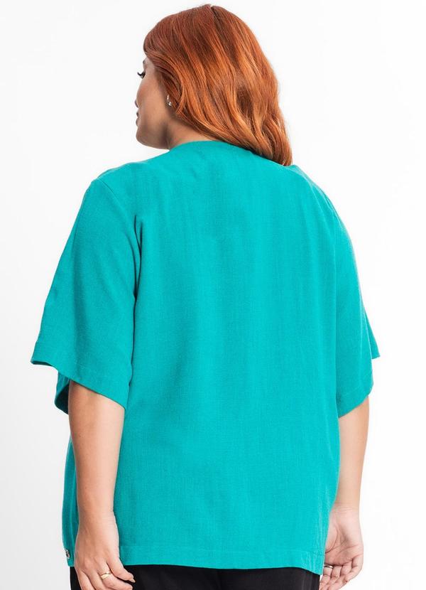 Secret Glam - Kimono Plus Size Feminino em Linho Verde 2