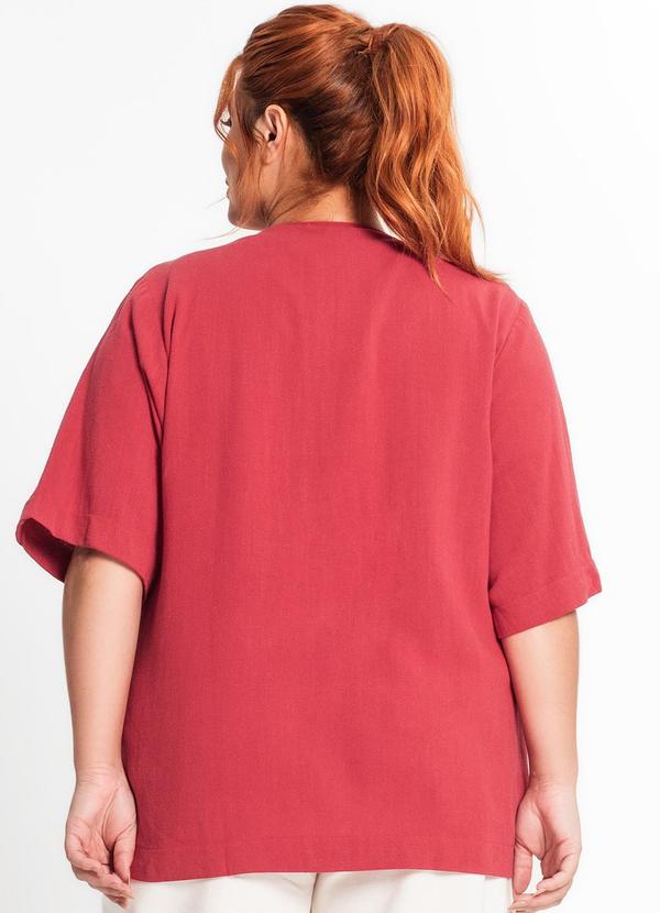 Secret Glam - Kimono Plus Size Feminino em Linho Vermelho 2