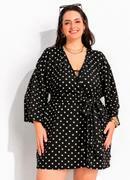 Kimono po� preto em malha de viscose com elastano