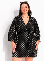 Kimono Po� Preto em Malha de Viscose com Elastano