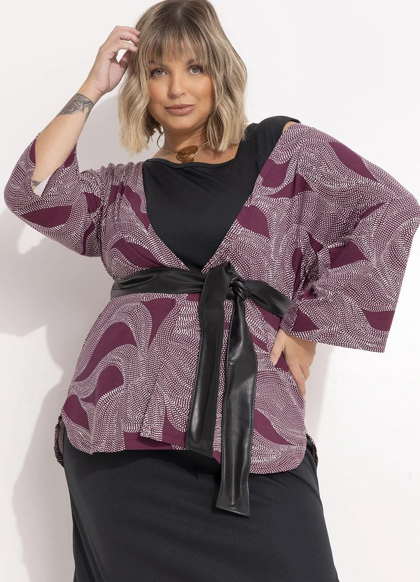 Marguerite - Kimono Pontilhado em Malha de Viscose