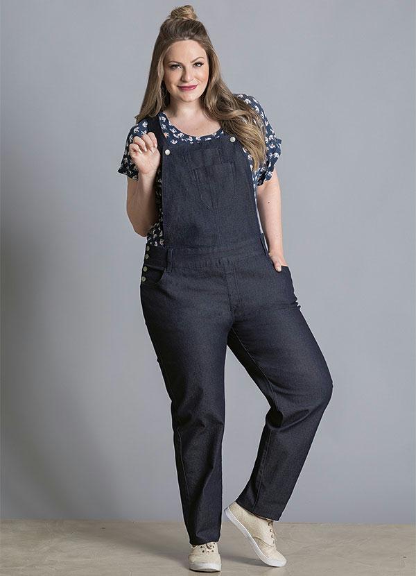 Quintess - Jardineira Jeans Escuro com Bolsos 3